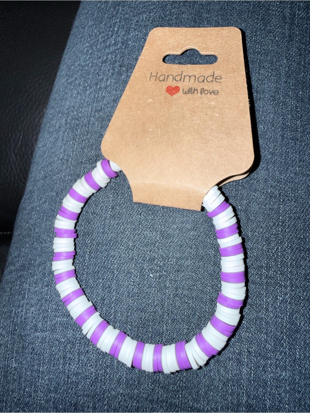 Handmade Kids Purple & White Stretch Hair Tie